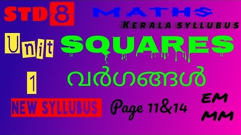 Class 8 MATHS Chapter 1 SQUARES| വർഗങ്ങൾ|  page 11,13|new syllubus |Kerala syllubus |class8 maths|