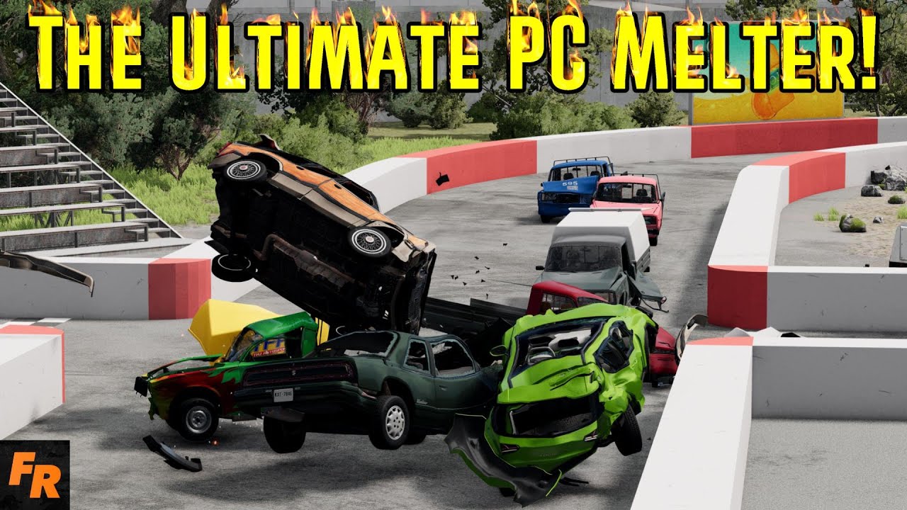 Beamng drive - Hitting Hydraulic Bollards Walls crashes