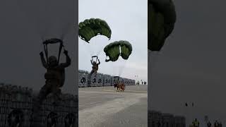 Military K9 Parachute Drop Onto a Ship Deck 🪂 #Shorts