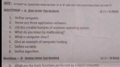 COMPUTER APPLICATION // SAMPLE CUM PATTERN PAPERS OF//B.G IST SEMESTER//BATCH 2021 ONWARDS//K.U