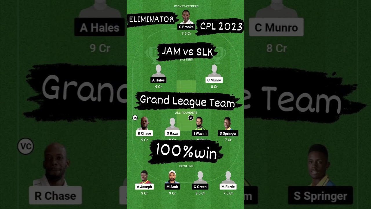 JAM vs SLK Dream11 Prediction Team Today match,cpl 