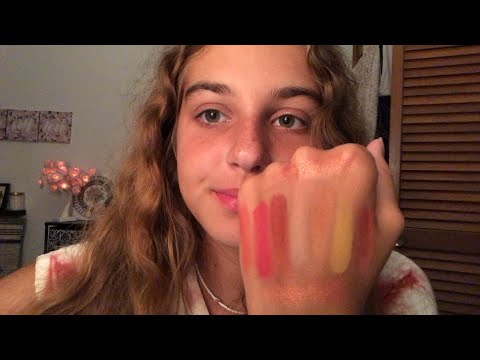 ASMR | eyeshadow swatching and tapping | whispered rambling