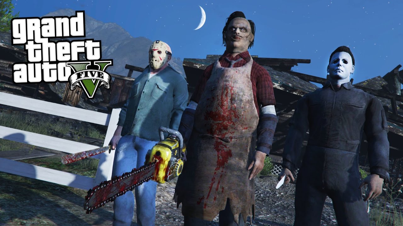 GTA 5 mods halloween special w/ jason, leatherface & michael myers!! 