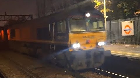 Two GBRf class 66 on RHTt duty passing Woodgrange Park station