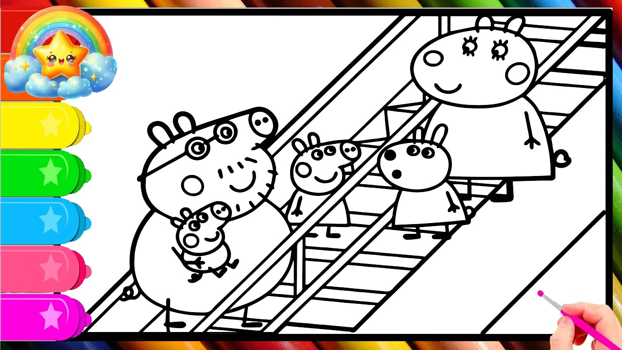 Peppa Pig Goes Up and Down on an Escalator  || Peppa Pig Official Family Kids Cartoon