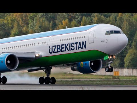 Как узбеки садились в Москве. Кто лучше притёр? Boeing 757, 767, 787 / Аэропорт Домодедово 2021