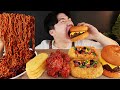 ASMR MUKBANG 버섯 햄버거 & 치즈 스틱 & 양념 치킨먹방! FIRE Noodle & FRIED CHICKEN & CHEESE STICK EATING SOUND!