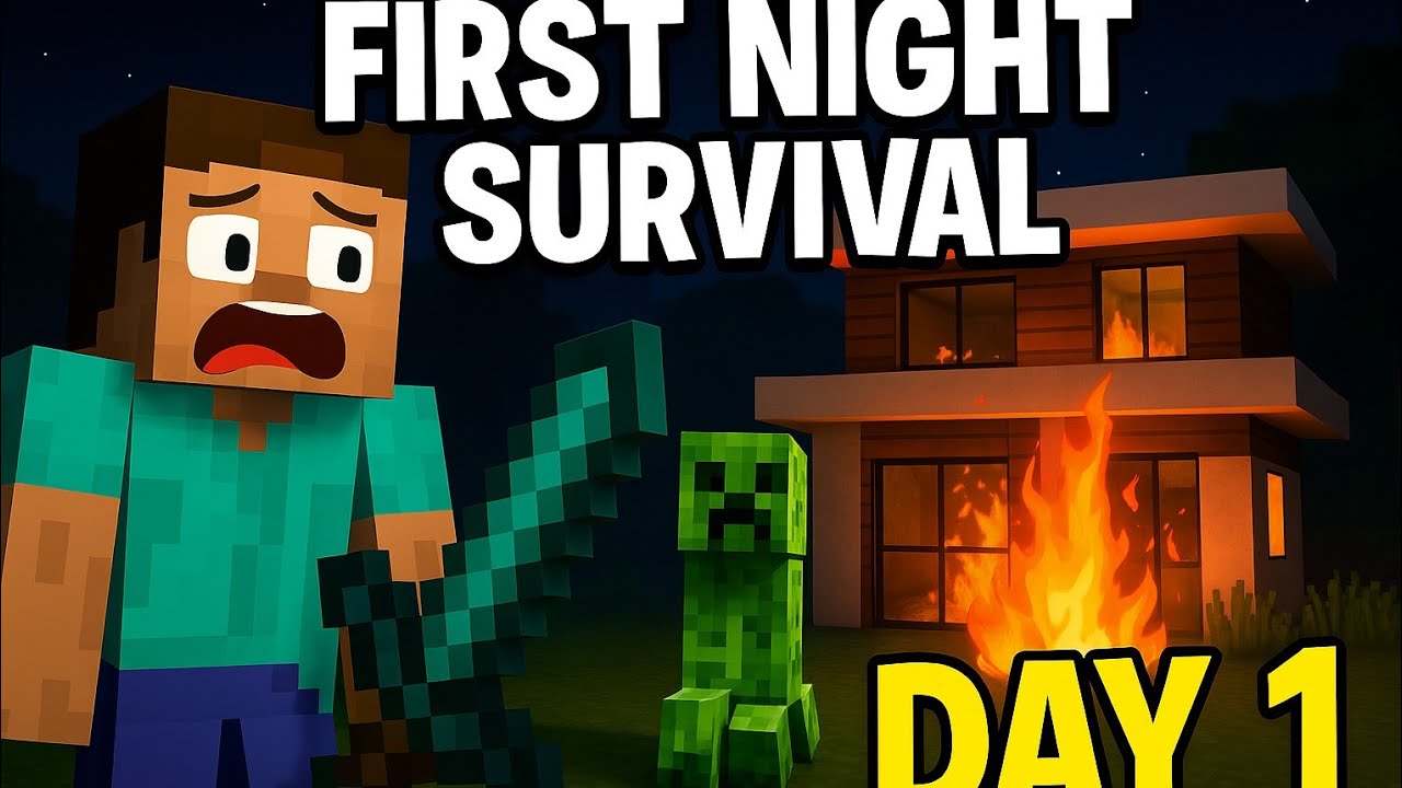 I survive my first Night in minecraft world #1 - YouTube