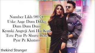 NUMBER LIKH -LYRICS - Tony Kakkar | Nikki Tamboli | Anshul Garg | Latest Hindi Song 2021