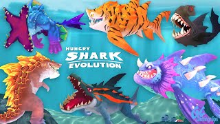 ALL EVOLVED SHARKS in Hungry Shark Evolution