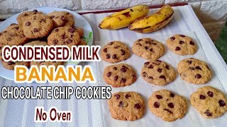 Condensed Milk Banana Chocolate Chip Cookies Without Oven