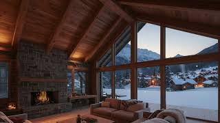 Relaxing Winter Snowfall with Soft Jazz in Cozy Winter Chalet for Relaxing, Studying and Working screenshot 3