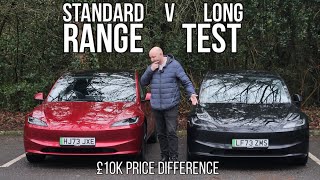 Standard v Long Range convoy comparison of New 2024 Tesla Model 3 Highland
