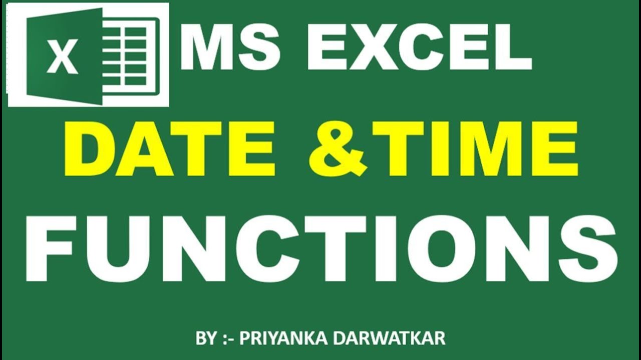 || DATE &TIME FUNCTION IN MS EXCEL || - YouTube