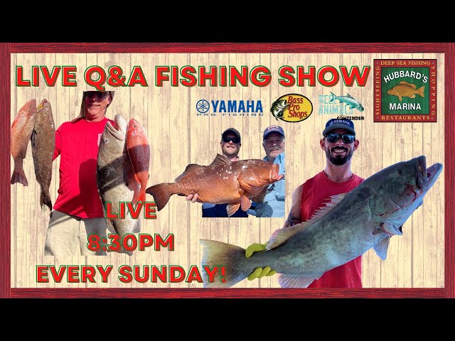 Sunday night's LIVE STREAM FISHING SHOW 8:30PM weekly! | https://HubbardsMarina.com