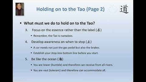 Holding On To The Tao, A Tao Talk With Derek Lin