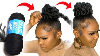 10 MINUTES QUICK HAIRSTYLE USING BRAZILIAN WOOL