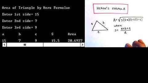 2.2 A C++ program to determine Area of Triangle (HERON formulae)