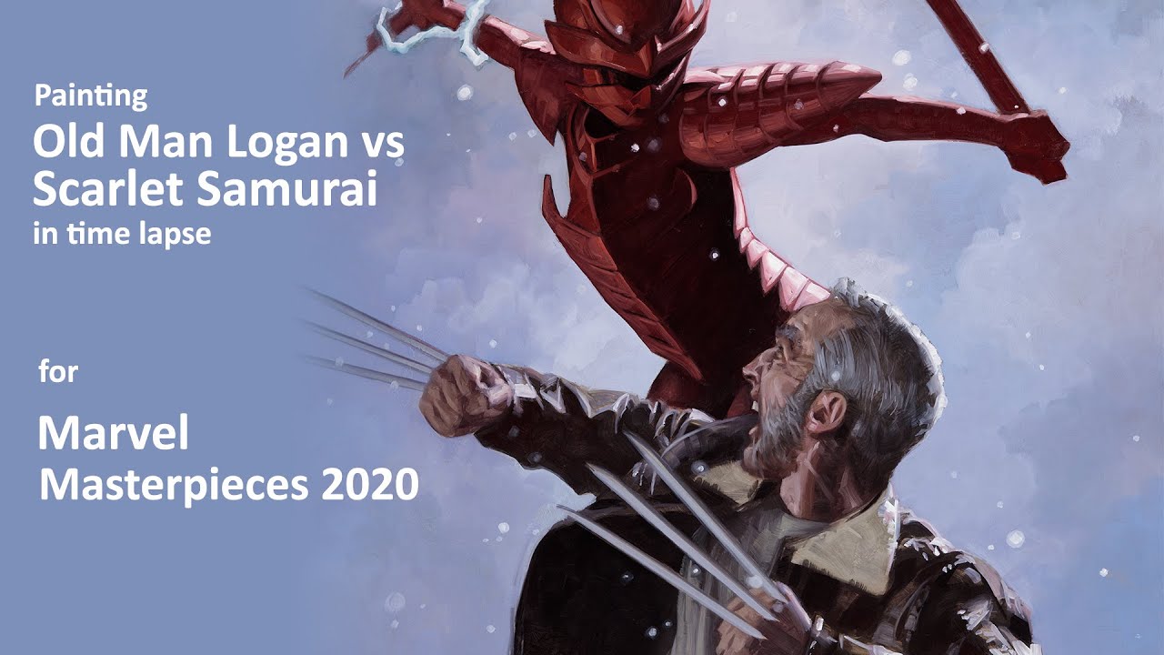 Marvel Masterpieces painting time lapse: Old Man Logan vs Scarlet