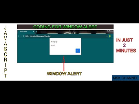 CODING FOR WINDOW ALERT||WINDOW ALERT||JAVASCRIPT||HOW WINDOW ALERT APPEAR ON BROWSER||MSK CHANNEL