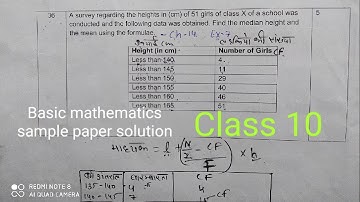 CBSE Class 10th Basic Mathematics Sample Paper Solutions 2021 | Part -B Q-36 | Tara study point.