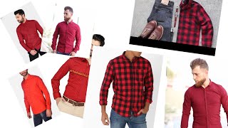 Coordination of the red shirt with jeans and formal pants تنسيق القميص الاحمر مع الجينز وبنطال رسمي