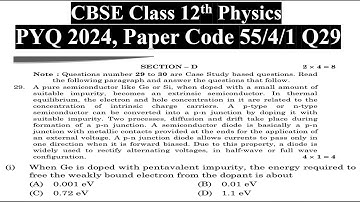 Class 12th Physics | Answer Key 2024 | CBSE Board | PYQ 2024 | Paper Code 55-4-1 | Set 1 | Q29