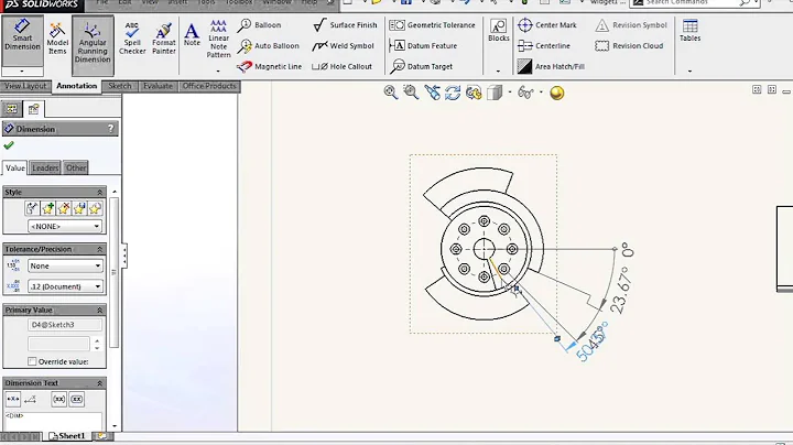 SOLIDWORKS - Angular Running Dimensions