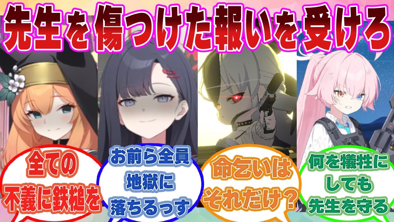 【SS】先生を傷つけた下手人に対し徹底的に復讐すると同時に、決して先生を自分の傍から離れないようにしたブルアカ生徒に対する反応集【ブルアカ/まとめ/反応集】