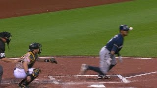 Segura hits ball, ball hits Segura in helmet screenshot 3