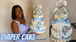 HOW TO MAKE A 3 TIER DIAPER CAKE (SUPER EASY)