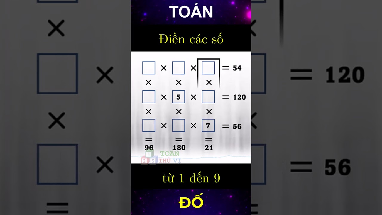 Cách giải câu đố điền các số từ 1 đến 9 để có các phép tính đúng #shorts
