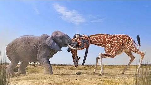 Elephant vs Giraffe Water Fight | Every object | Elephant fight |Fighting giraffes(Elephant giraffe)