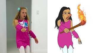 Nastya becomes to superhero - Like Nastya funny drawing meme