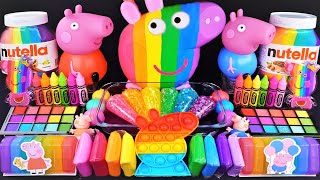 Peppa pig Rainbow Slime Mixing Random Cute,shiny things into slime #ASMR #Satisfying#slimevideo #슬라임