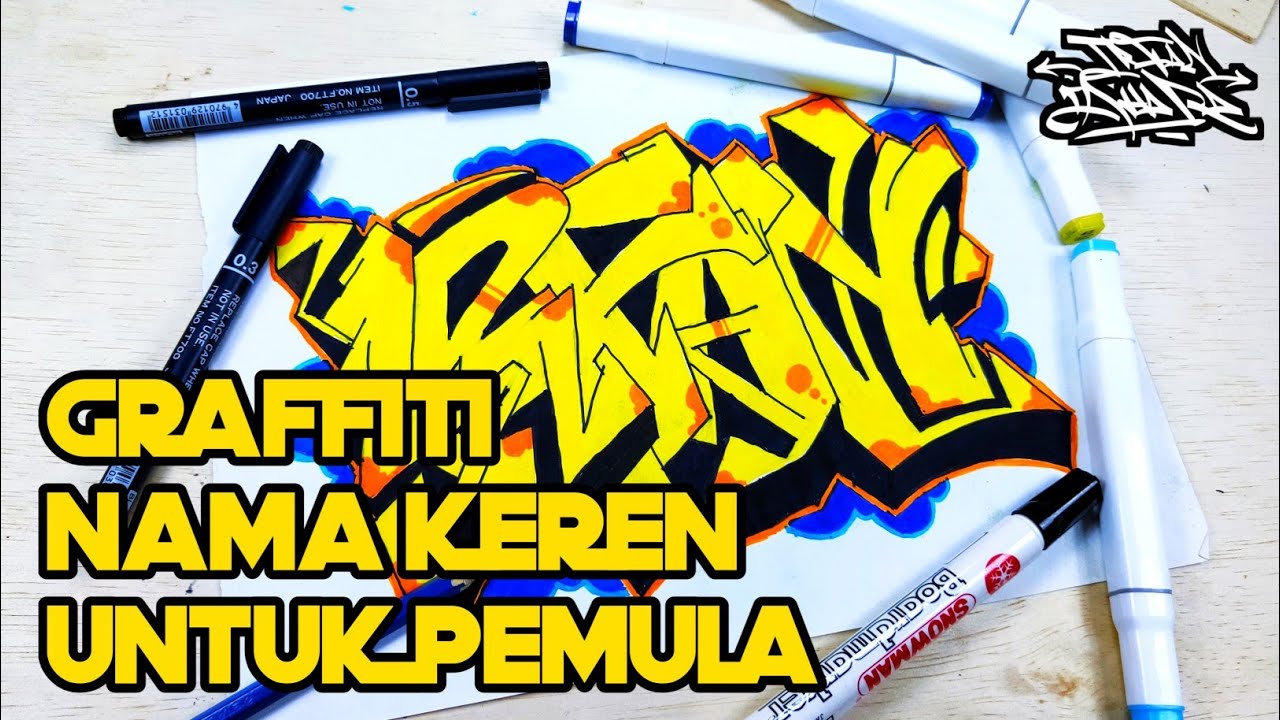 Gambar graffiti nama di kertas keren untuk pemula YouTube