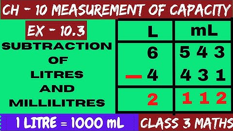 CH-10 Measurement Of Capacity | Ex10.3 Subtraction of Litres and Millilitres | Class3 Maths | Part 3