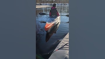 Enjoying a kayak paddling in the river. Warmer days ahead! Inflatable kayaking.