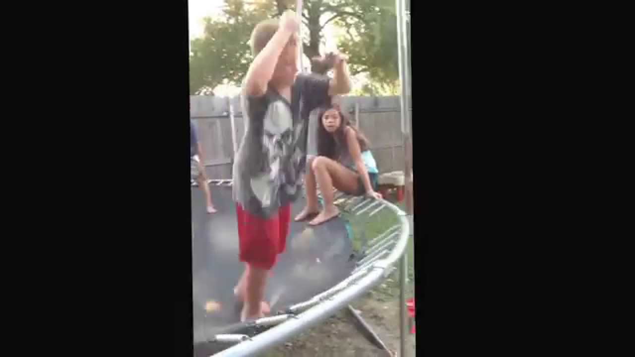 Kid flies off trampoline YouTube
