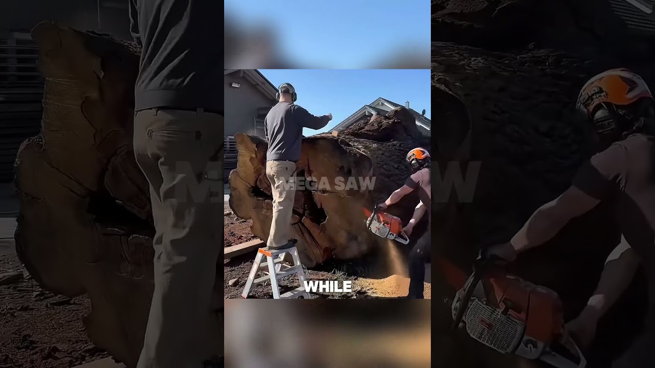 Cutting a Massive Tree Trunk with an Extreme 2.10m Chainsaw Bar!
