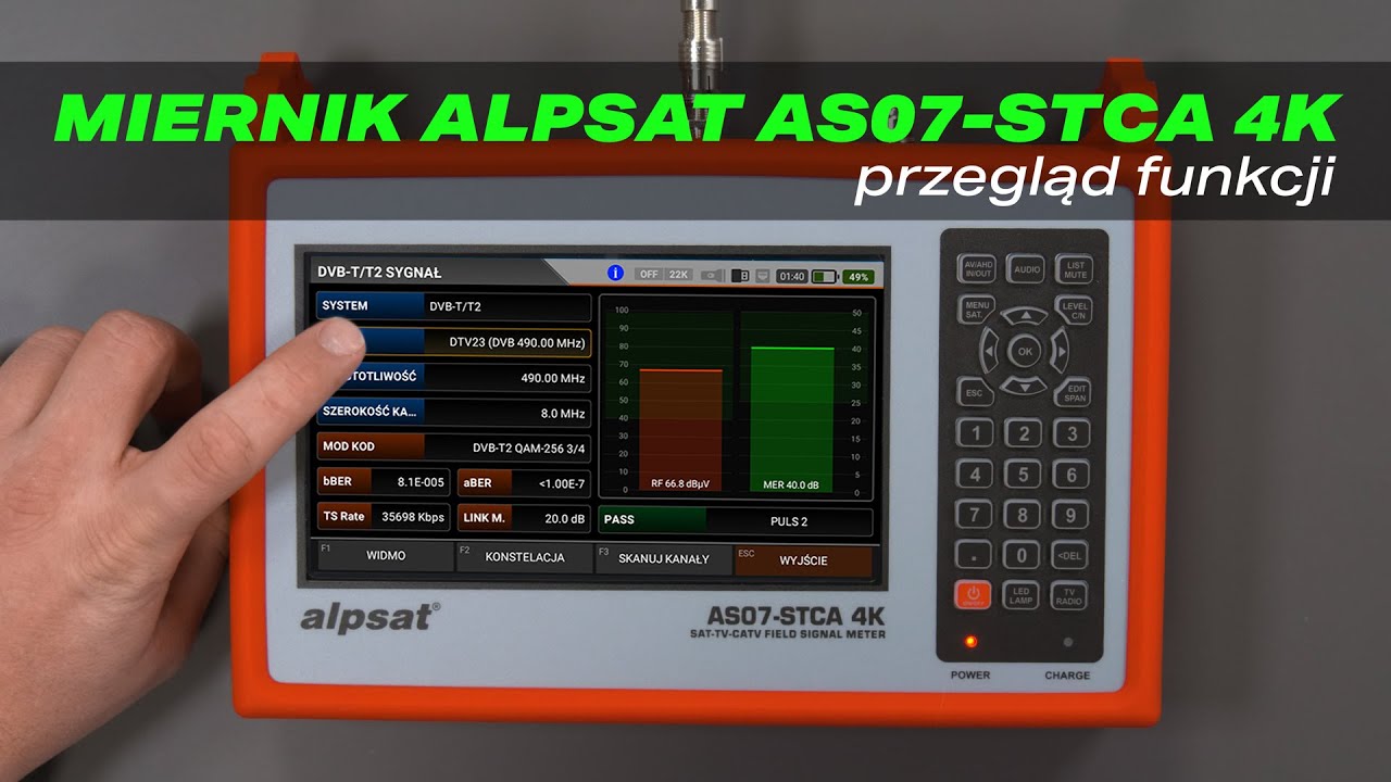 Miernik DVB-T, DVB-T2, DVB-S, DVB-S2 Alpsat AS07STCA-4K - przegląd funkcji