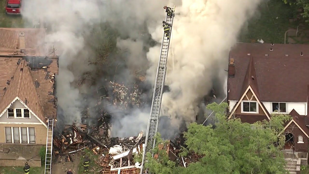 Aerial video House explosion on Detroit's east side YouTube