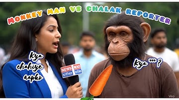 Monkey Man vs chalak Reporter 😂| Funniest Interview Gone Wrong!|AI Comedy Vlog 2025#funny #ai #video
