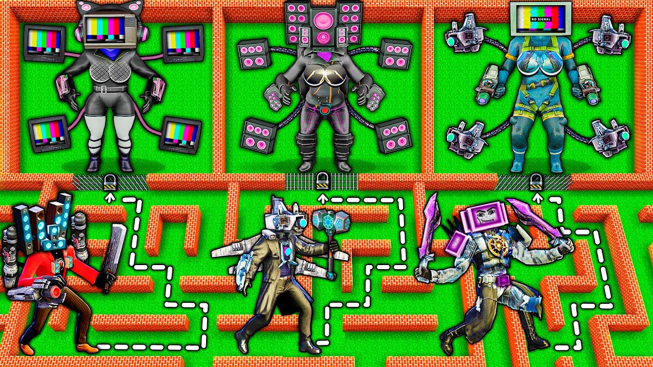 CHOOSE which TV WOMAN to SAVE in SURVIVAL MAZE vs SPEAKER MAN TITAN BOSS in MINECRAFT animation