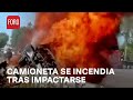 Camioneta se incendia tras choque en autopista del Edomex - Las Noticias