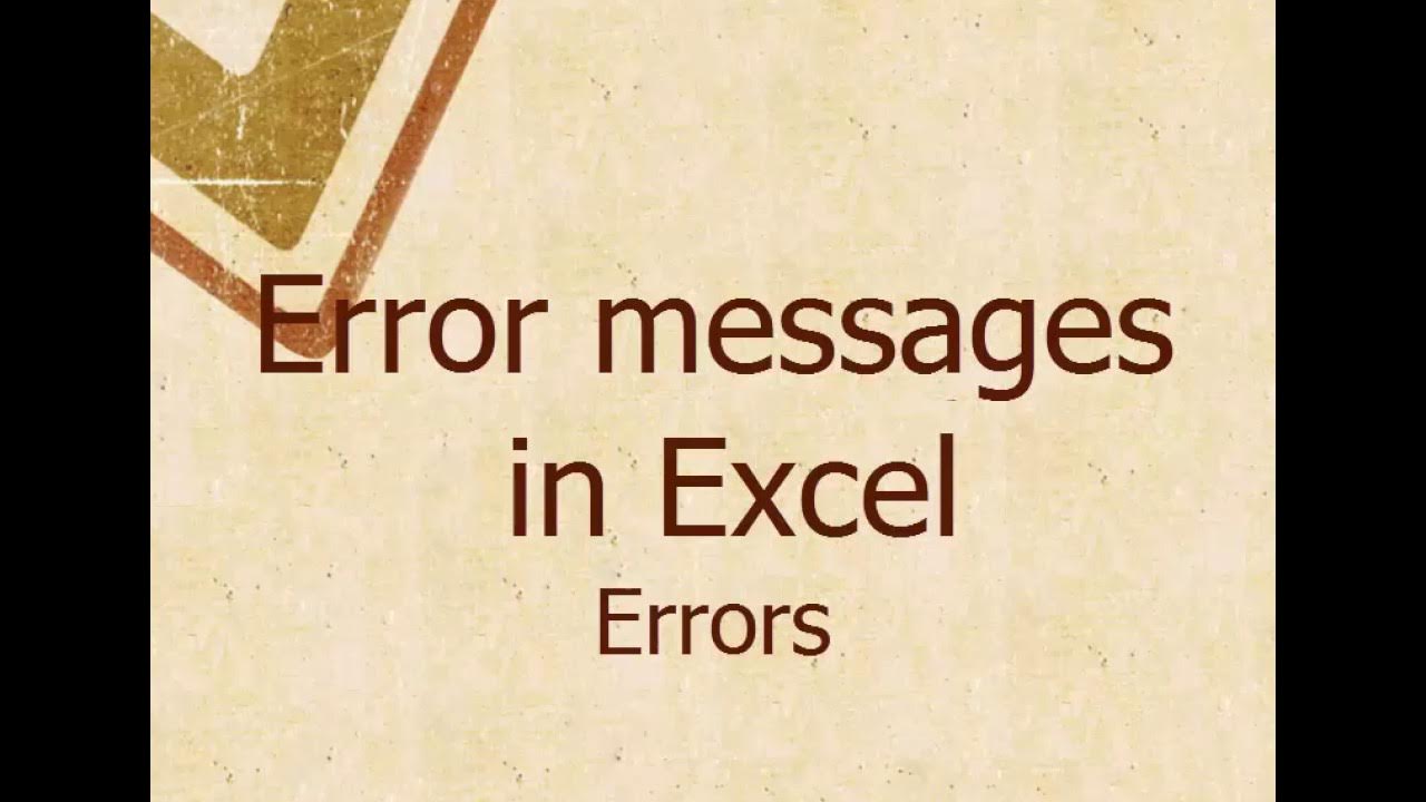 Error messages in Microsoft Excel - YouTube