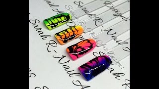 Neon 'no water' marble gradient nail art || Lecenté Neon pigments | CND Shellac