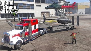 GTA 5 Real Life Mod #197 Delivering A Helicopter With A Kenworth W900 Semi Truck & Trailer