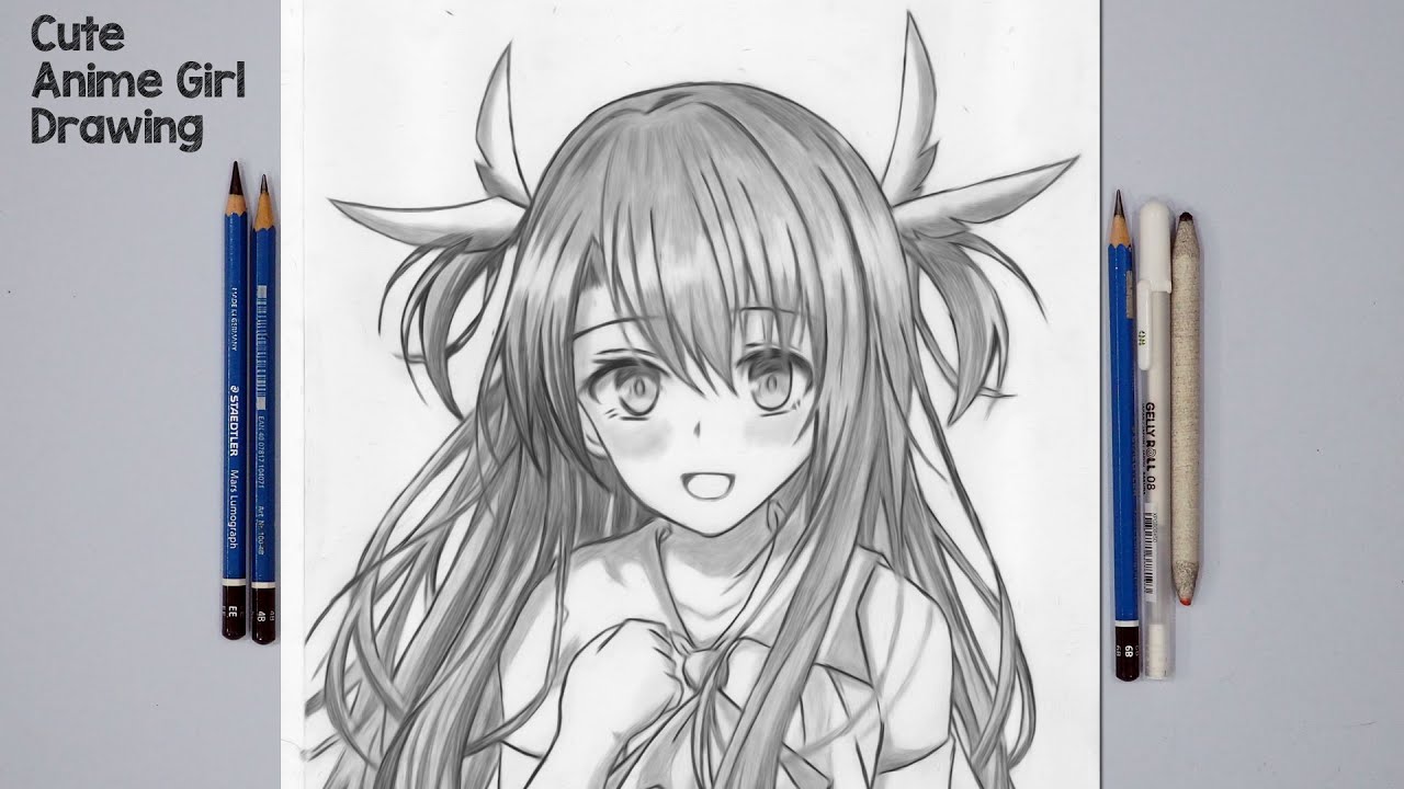 Drawing Anime School Girl With Pencil by DrawingTimeWithMe on DeviantArt