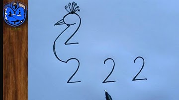 How To Draw Peacock With 2222 Number | How To Turn 2222 In Peacock Drawing | Peacock Drawing Art